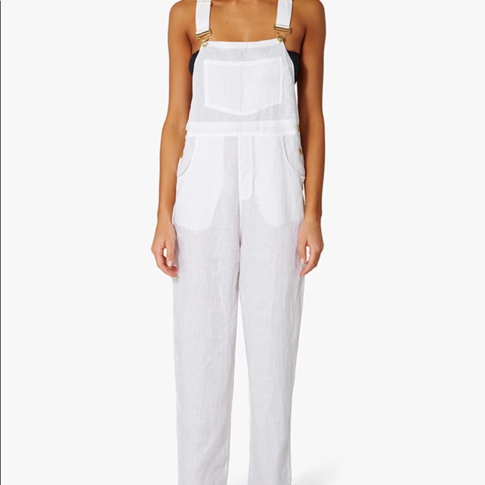 WeWoreWhat White Linen Overalls (MEDIUM)
